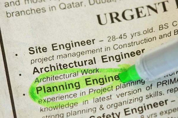 Newspaper engineer job listings.