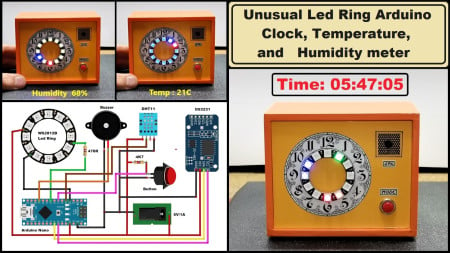 Unusual Led Ring Arduino Clock, Temperature, and Humidity meter