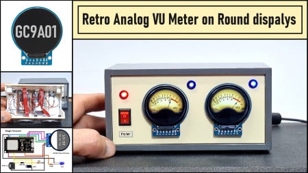 Retro Analog VU Meter on Round dispalys (ESP32 and GC9A01)