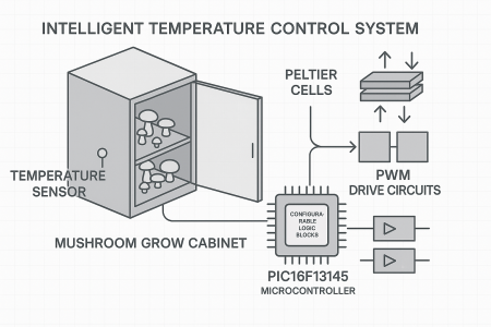 Secure PWM-Based Peltier Cell Controller for Mushroom Cultivation Cabinets