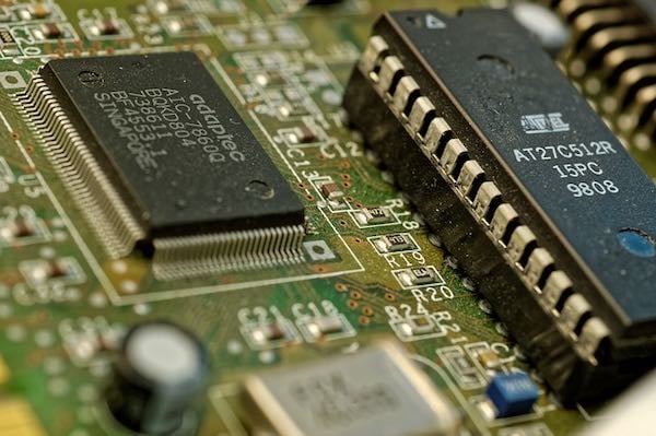 A close-up of chip electronics