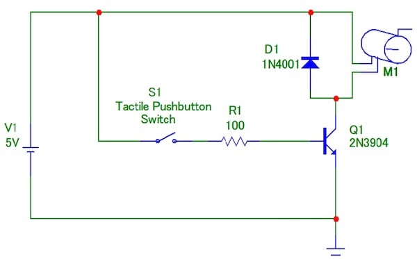Figure 1. A typical transistor DC motor driver circuit.