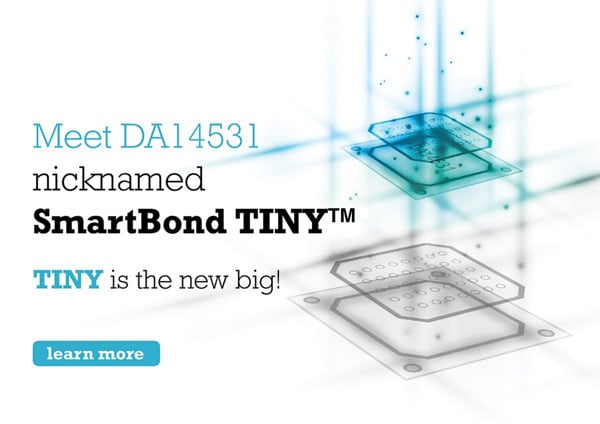 Dialog Semiconductorâ€™s graphic impression of the DA14351 (nicknamed SmartBond TINY) system-on-chip.