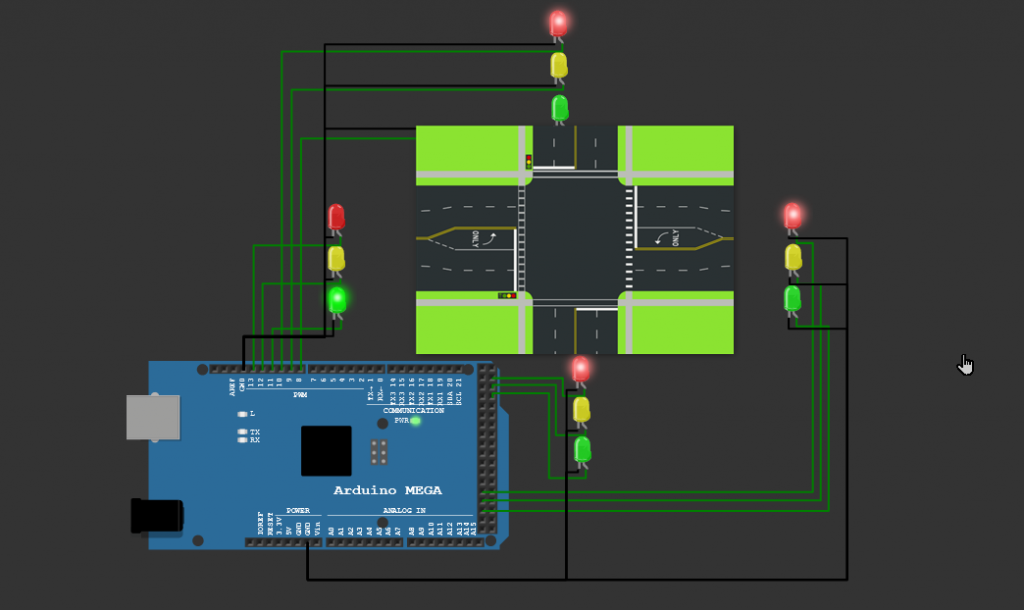 4 Way Traffic Signal Project Arduino Simulator Projects Arduino Maker Pro 4886