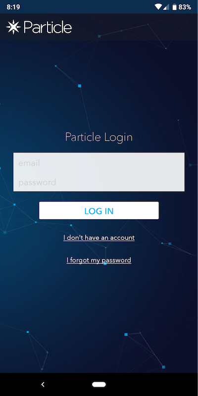 log into the particle app