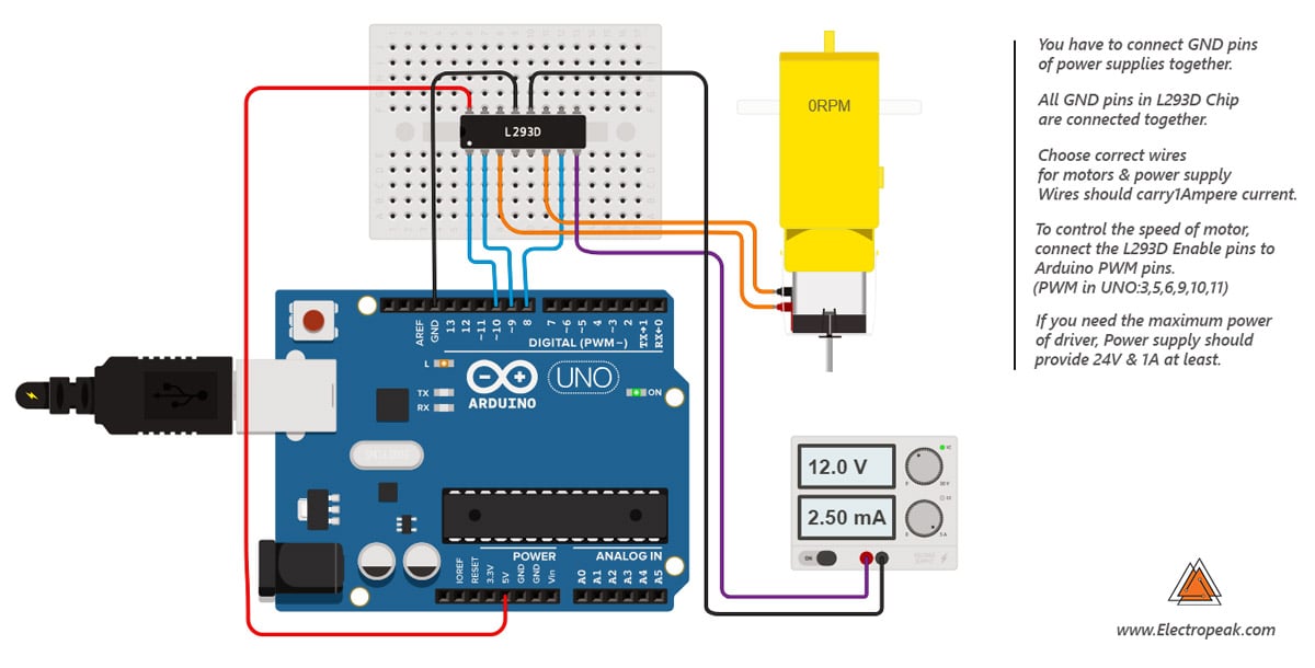 The Beginner’s Guide To Control Motors by Arduino and L293D | Arduino