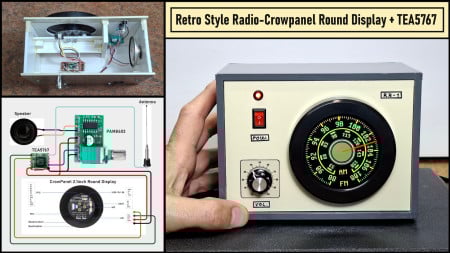 Retro Style radio with CrowPanel 2.1inch round Display (TEA5767)
