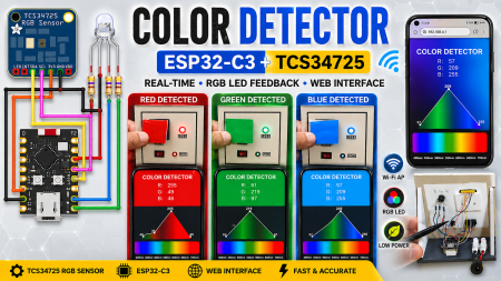  ESP32-C3 Color Detector with TCS34725, Real-Time RGB Detection & Web Interface