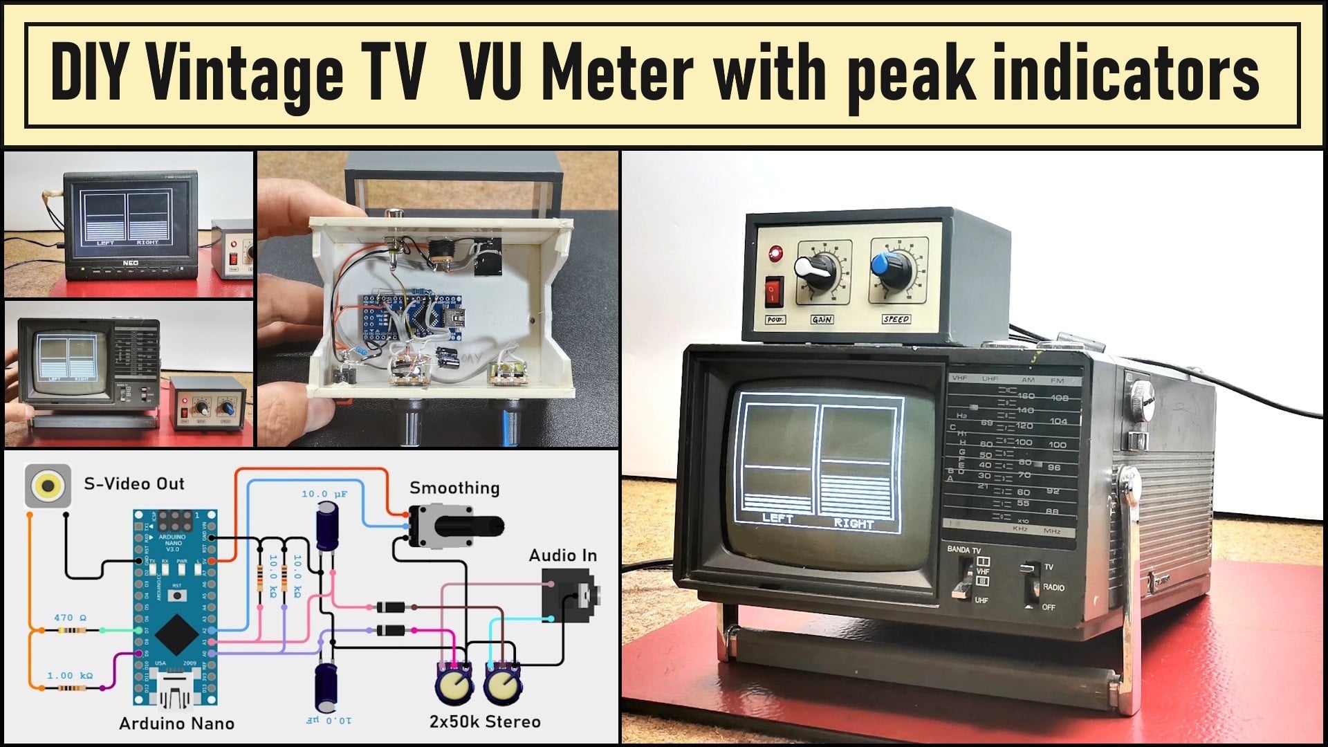 DIY Vintage TV  VU Meter with peak indicators