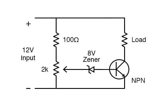 Circuit diagram for 12V battery protection circuit.