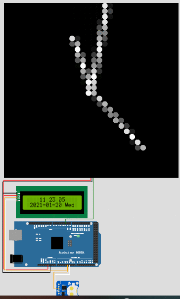 FastLED wokwi Arduino project analog black white clock.gif