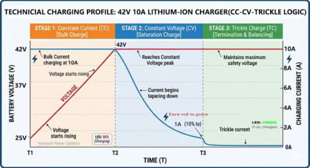 High-Current 10A Charging  for 36V Li-ion Battery Packs (10S )