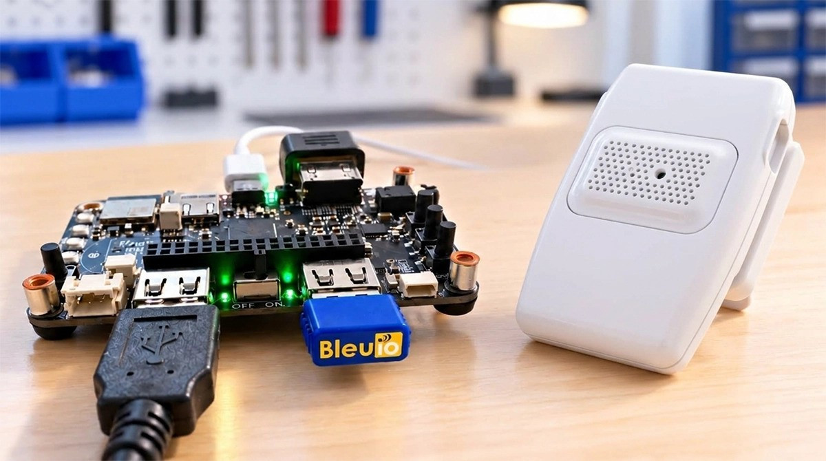 Running a HibouAir BLE Air Quality Scanner on Adafruit Fruit Jam with BleuIO