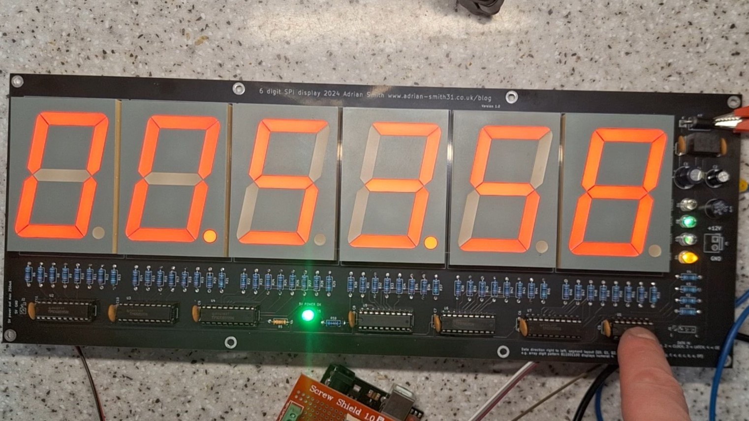 Large 2.3″ 6 digit 7 segment display with SPI interface