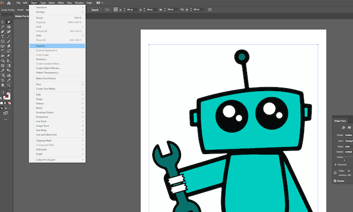 how to expand image in illustrator